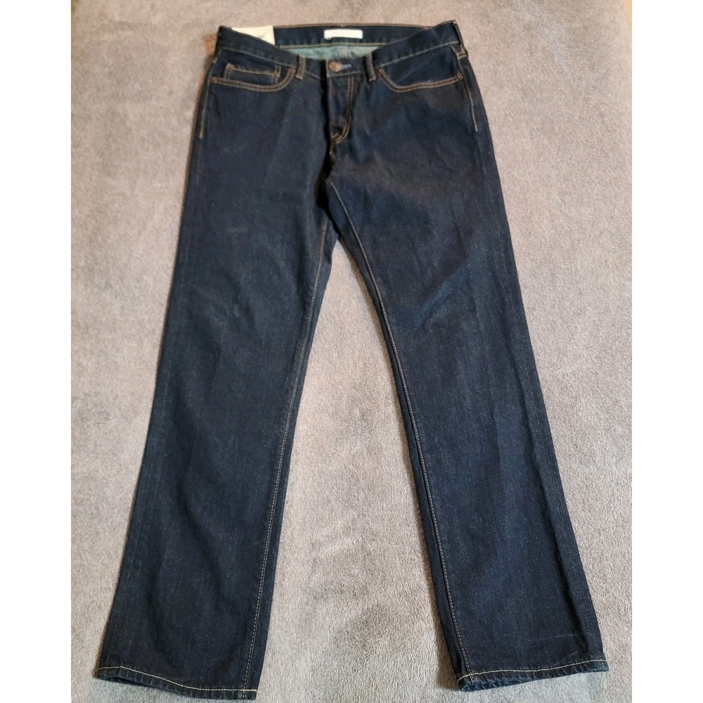 Abercrombie & Fitch Slim Straight Dark Wash Blue Denim Jeans Button Fly 30x30